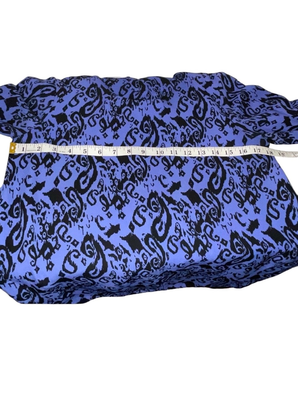 AGB Sheer Layered Blouse Small Blue Black Abstract Paisley 3/4 Sleeve Made USA - Picture 6 of 9